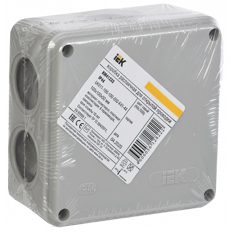 Коробка распаячная КМ41233 для открытой проводки 100х100х50мм IP44 6 ...