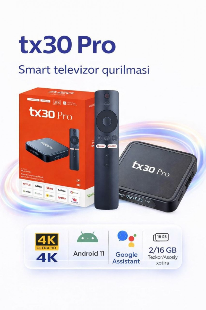 Смарт приставка TX30 Pro Tv box 2/16гб androidtv голосавой пулт в Ташкенте цена 400000 сум от Mega store - Prom.uz (ID#1358148)