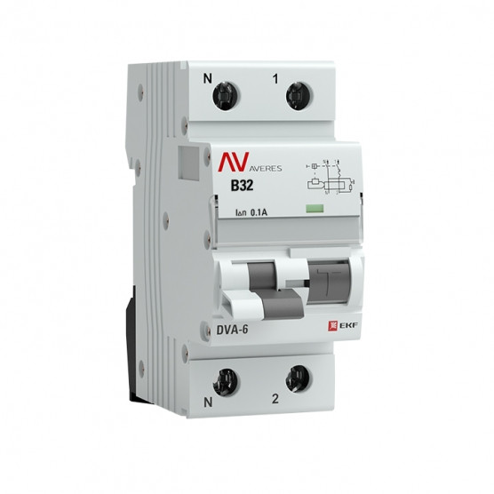 Дифференциальный автомат DVA-6 1P+N 32А (B) 100мА (AC) 6кА EKF AVERES в ...