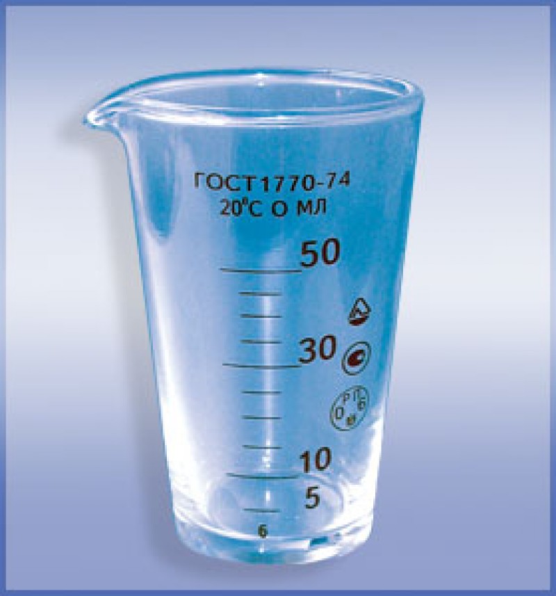 Цилиндр с делением на пластмассовой основе с носиком 50 мл в Ташкенте ...
