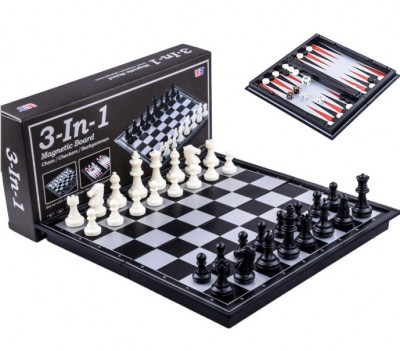 Шахматы и шашки и нарды 3 в 1, магнитные