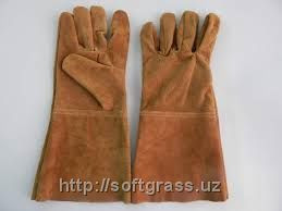 Длинные кожаные защитные перчатки
