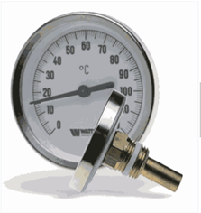 Термометр биметаллический аксиальный с погружной гильзой 100 ммF+R801 OR 63mm 0-120°C *