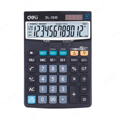 Калькулятор 12 разрядный чёрный цв. 198*146*40 Deli E1630