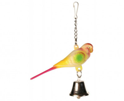 Trixie игрушка для птиц - пластиковый попугай с колокольчиком 9 см #5309