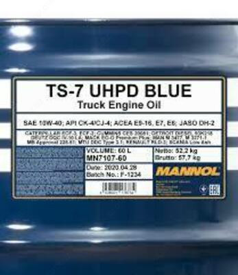 Моторное масло Mannol_TS-7 BLUE 10w40 API CJ-4/CI-4 M 3477 _ 18 л