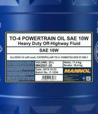 Моторное масло Mannol_TO-4 Powertrain Oil SAE 10W __ 20 л