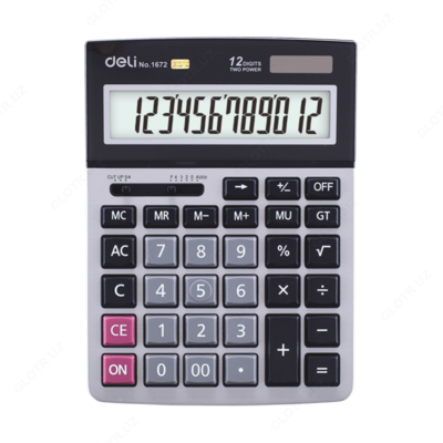 Калькулятор 12 разрядный cеребряный цв. 213*158*37,5 Deli E1672